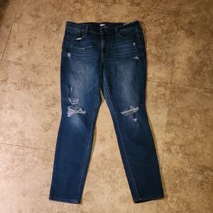 Old Navy Women's Dark Blue Distressed Skinny Jeans